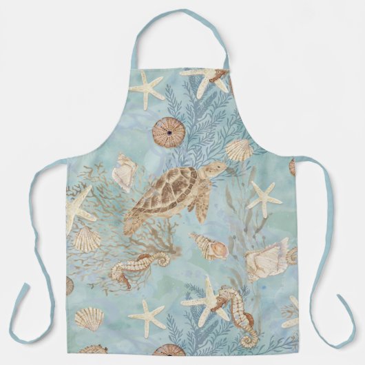 ビーチウミガメ海シーホースシェルヒトデ エプロン (正面)