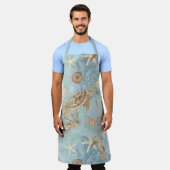 ビーチウミガメ海シーホースシェルヒトデ エプロン (着用した状態)
