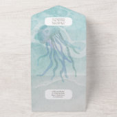 ビーチウミガメ目的地ウェディングRSVPメニューすべて オールインワン招待状 (外側)