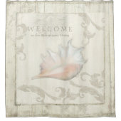 ビーチエレガントコテージシーシェルズコンチシェルデコール シャワーカーテン (正面)