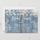 ビーチエレガントシーシェルズダスティーブルーブライダルシャワー 招待状 (正面)