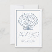 ビーチエレガントシーシェルダスティブルー結婚ズ サンキューカード (正面)