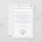 ビーチエレガントシーシェルダスティブルー結婚ズ サンキューカード (裏面)