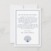 ビーチエレガントシーシェルネイビーブルー結婚ズ サンキューカード (裏面)