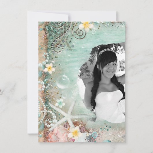 ビーチエレガントシースターフィッシュ&パールスウィート16写真 招待状 (裏面)