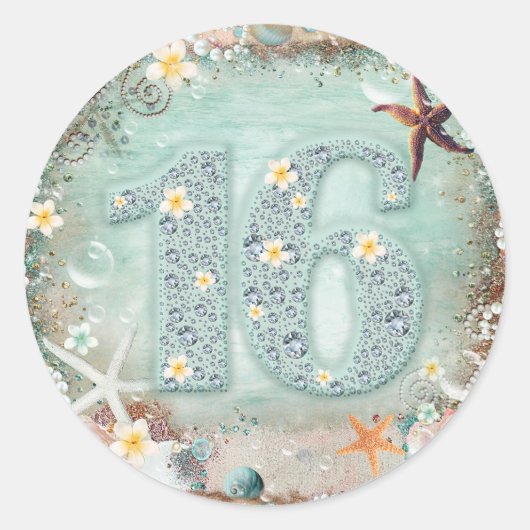 ビーチエレガントシースターフィッシュ&パールダイヤモンド16 ラウンドシール (正面)