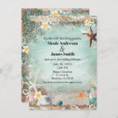 ビーチエレガントシーヒトデ&パール結婚ズの写真 招待状 (正面/裏面)