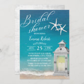 ビーチエレガントスターフィッシュホワイトランタンブライダルシャワー 招待状 (正面/裏面)