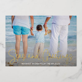 ビーチエレガントバケーションフォトクリスマス金ゴールド 箔シーズンカード