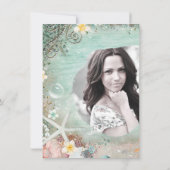 ビーチエレガントヒトデ真珠ブライダルシャワー写真 招待状 (裏面)