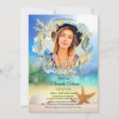 ビーチエレガントヒトデ貝ブライダルシャワー写真 招待状 (正面)