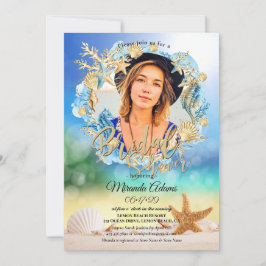 ビーチエレガントヒトデ貝ブライダルシャワー写真 招待状