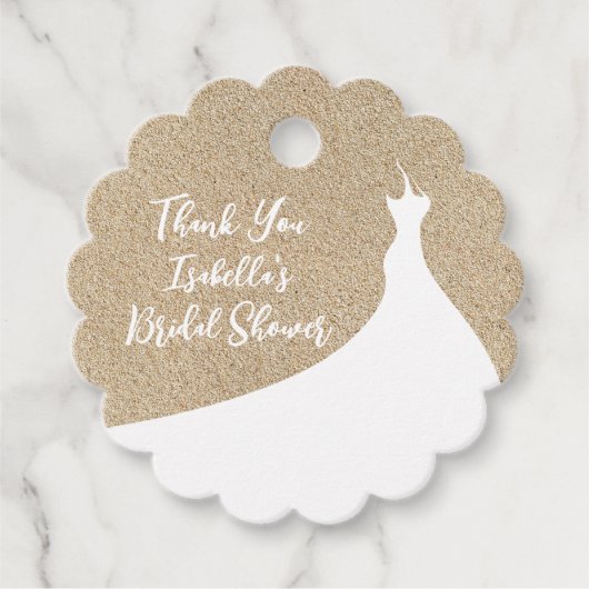 ビーチエレガントブライダルシャワーサンキューホワイト フェイバータグ (正面)