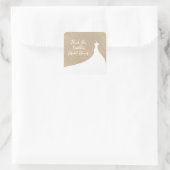 ビーチエレガントブライダルシャワーステッカーホワイト スクエアシール (バッグ)