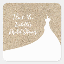 ビーチエレガントブライダルシャワーステッカーホワイト スクエアシール