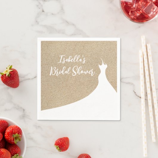 ビーチエレガントブライダルシャワーナプキンホワイト スタンダードカクテルナプキン (インサイチュ)