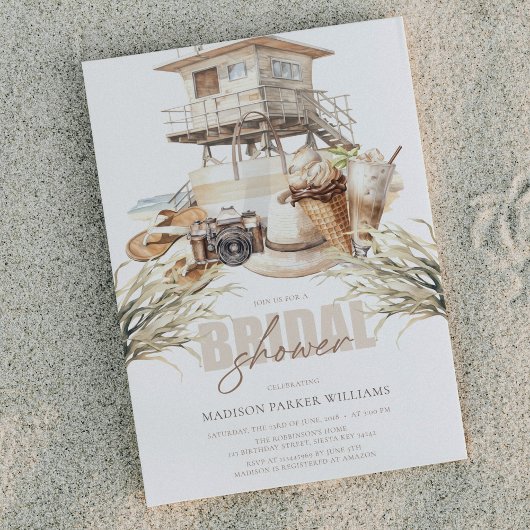 ビーチエレガントブライダルシャワーパステルウォーターカラー 招待状