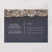 ビーチエレガントプカシェルウェディング日付を保存 案内ポストカード (裏面)