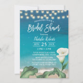 ビーチエレガントリリーフラワーボタニカルブライダルシャワー 招待状 (正面)