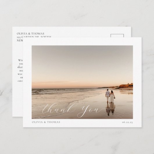 ビーチエレガント先ウェディング写真ありがとう ポストカード (正面/裏面)