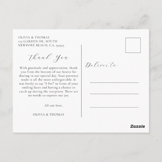 ビーチエレガント先ウェディング写真ありがとう ポストカード (裏面)