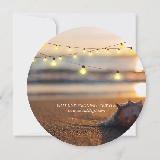 ビーチエレガント夏季結婚式の日付カードを保存 招待状 (裏面)