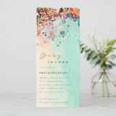 ビーチエレガント砂岩の水の色ベビーシャワー 招待状 (スタンド正面)