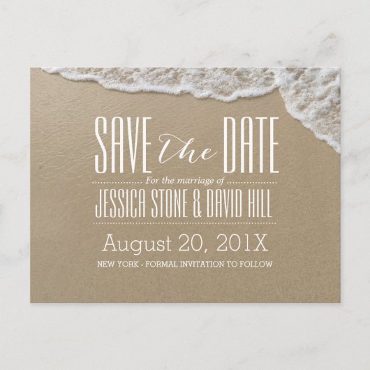ビーチエレガント&海の水結婚式の日付を保存 案内ポストカード (正面)