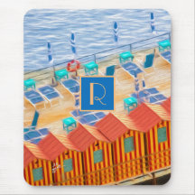 ビーチオレンジアンドブルートロピカルカバナスモノグラム