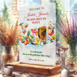 ビーチカクテルトロピカルフルーツブライズメイドパーティー アクリルサイン