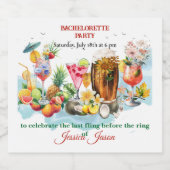 ビーチカクテルトロピカルフルーツブライズメイドパーティー スパークリングワインラベル (シングルラベル)