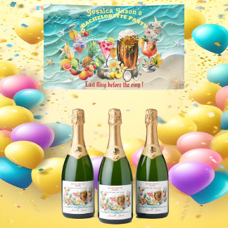 ビーチカクテルトロピカルフルーツブライズメイドパーティー スパークリングワインラベル