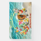 ビーチカクテルトロピカルフルーツ独身最後のパーティー 横断幕 (縦)