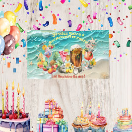 ビーチカクテルトロピカルフルーツ独身最後のパーティー 横断幕