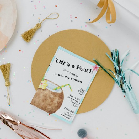 ビーチカクテルバースデーパーティー 招待状