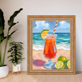 ビーチカクテル | 海の波の水彩画 ポスター