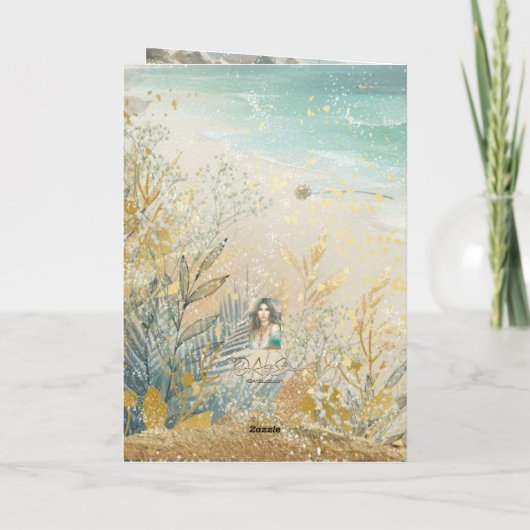 ビーチカスタムをテーマにした誕生日グリーティングカード サンキューカード (裏面)