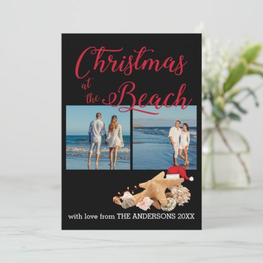 ビーチカスタム🎄クリスマスシーシェルズコラージュ シーズンカード (スタンド正面)