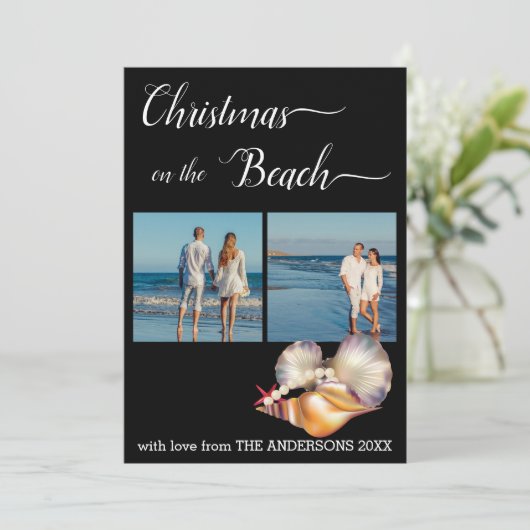 ビーチカスタム🎄クリスマスシーシェルズコラージュ シーズンカード (スタンド正面)