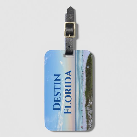 ビーチカスタムタウン美しい海写真 ラゲッジタグ (正面縦)