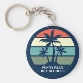 ビーチカスタムハウスバケーションレンタルブルーパームツリー キーホルダー