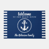 ビーチカスタムハウスファミリー名いかり&ロープラージ ドアマット (正面)