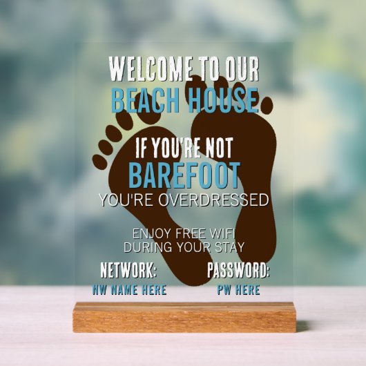 ビーチカスタムハウスレンタルホームWifi説明書 アクリルサイン (ニュートラル)