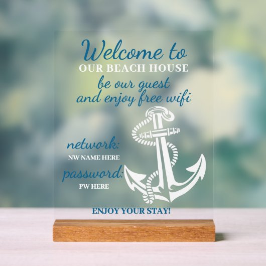 ビーチカスタムハウスレンタルホームWifi説明書 アクリルサイン (ニュートラル)