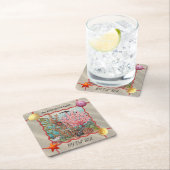 ビーチカスタムハウス海コーラルフィッシュカニS スクエアペーパーコースター (インサイチュ)