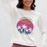 ビーチカスタムパームツリーファミリー懇親会長袖 Tシャツ<br><div class="desc">お友達クールや姉妹と春休み島クルーズで衣服する女性のための家族休暇ロングスリーブtシャツにマッチ。ピンクのビーチの夕日の前に美しかわいらしいヤシの木が特徴。海カスタムへの夏の旅のための完璧な長い眠りティー。</div>