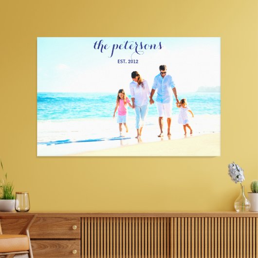 ビーチカスタムファミリー写真パーソナライズされた キャンバスプリント (インサイチュ (リビング))