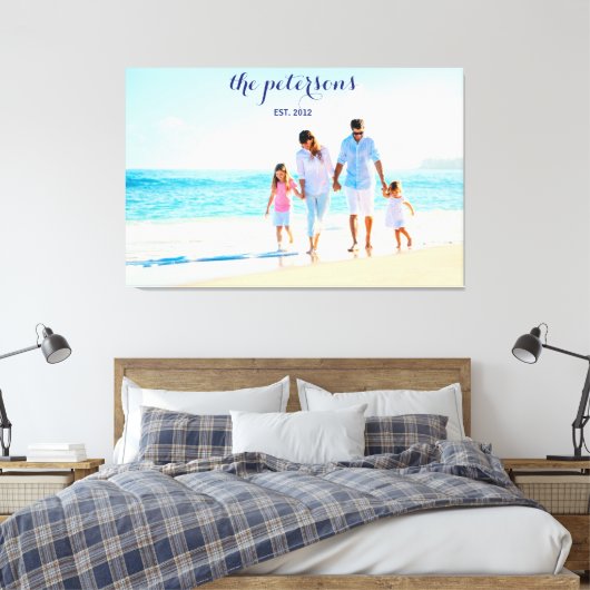 ビーチカスタムファミリー写真パーソナライズされた キャンバスプリント (インサイチュ (寝室))