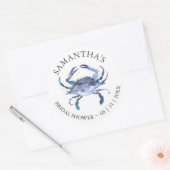 ビーチカスタムブライダルシャワーラベルブルーカニ ラウンドシール (封筒)