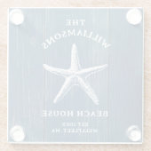 ビーチカスタムブルーコースタルスターフィッシュ ガラスコースター (裏面)